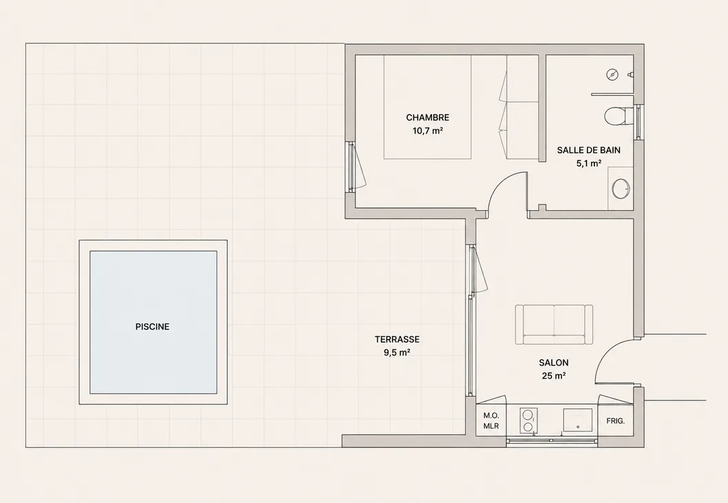 Plan de la villa Eugénie, 42 m²