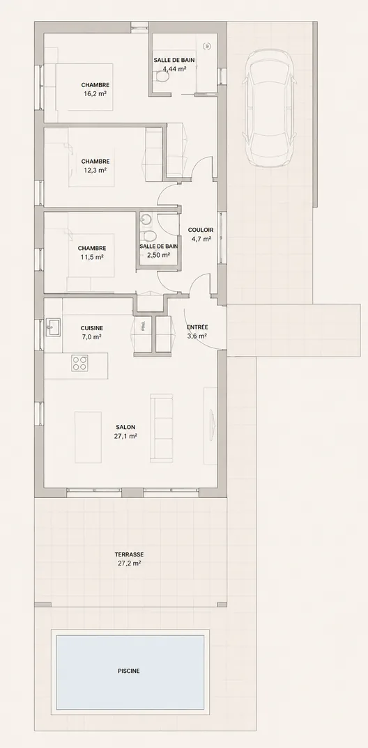 Plan de la villa Punta Cana, 110 m²